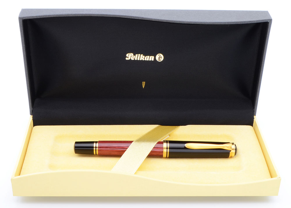 Pelikan M400 Fountain Pen (New Style)- Red Striped Barrel, Extra